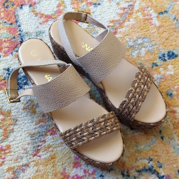 Kaanas Montpellier Leather Open Toe Sling Back Braided Espadrille Wedge Sandal 8 - Picture 16 of 16